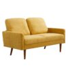 Loveseat Sofa, European Style With Sleek Design, Modern & Vintage Flair, Upholstered 2 Seater Couch - Mustard Yellow - Image 4
