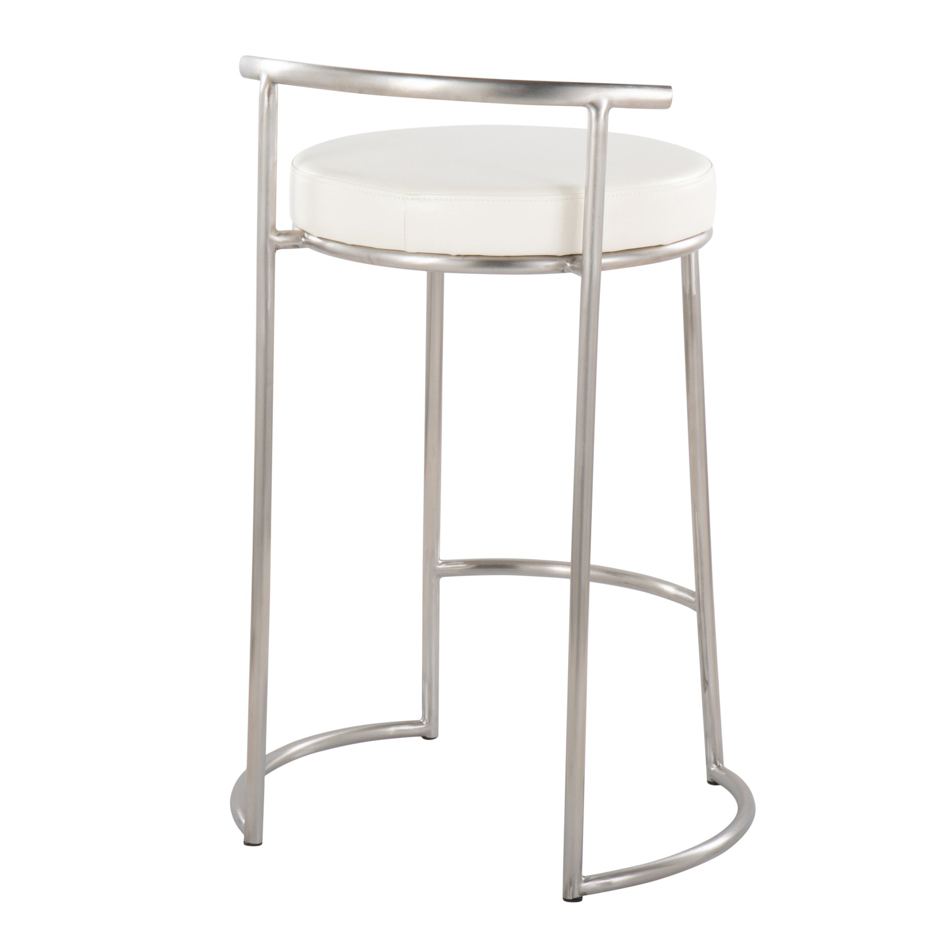 Fuji - Round Contemporary Fixed Height Counter Stool (Set of 2) - White - Image 4
