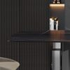 63" Modern Artificial Stone Black Curved Black Metal Leg Dining Table, 6 People - Black - Image 8