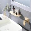 Modern Wall Mount Bathtub Faucet Single Handle With Waterfall Tub Spout And Rough - Brushed Gold - Image 2