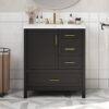 30" Bathroom Vanity With Sink Storage Solutions - Black - Image 2
