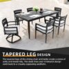 7 Pieces Modern Outdoor Patio Dining Set, Rectangular Table, 4 Chairs & 2 Swivel Rockers, Sunbrella Cushions - Ember Black - Image 5