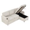Convertible L Shaped Sofa Couch With Storage, Cup Holders, USB Ports - Beige - Image 17