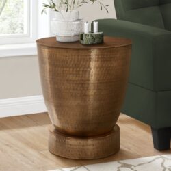 Drum Accent Side Table, Contemporary And Modern - Copper