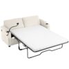 Corduroy Sleeper Sofa Loveseat Sofa With Full Size Mattress, 2 USB Ports, 2 Cup Holders, 2 Side Pockets And A Phone Holder For Living Room - Beige - Image 14