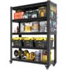 Heavy Duty Metal Shelving Unit With Pegboard And Wheels For Versatile Storage - Black - Image 5