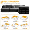 Oversized Upholstered Sectional Sofa Couch Set, Modular L Shaped Floor Sofa Set With 6 Pillows For Living Rooms - Black - Image 21