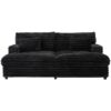 Oversized Double Chaise Lounge Sofa Bed With USB Ports And Cup Holders - Black - Image 11