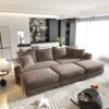 4 Seat Sofa, Deep Seat Couches With Soft Pillows And 3 Ottomans, Convertible Sofa Lounge Chair, For Living Room - Camel - Image 9