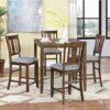 5 Pieces Dining Table Set, Wooden Dining Square Table Set For 4, Counter Height Kitchen Table Set With Square Table And 4 Upholstered Chairs For Small Space - Walnut - Image 4