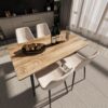 Modern Minimalist Dining Table And Chairs With Metal Legs For 4 - 6 Seats - Wood - Image 4