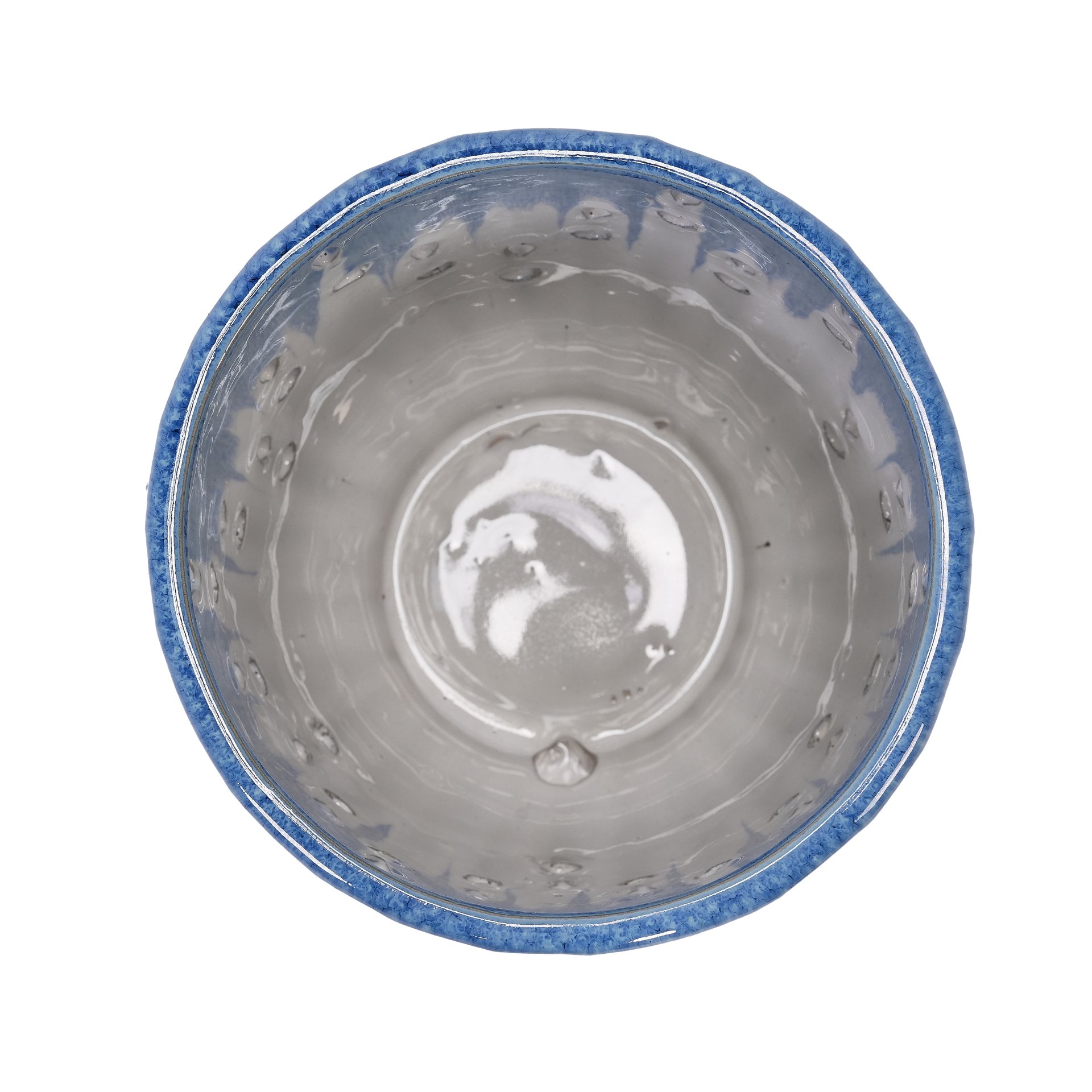 Ceramic Flowerpot With Drainage Hole, 8" Planter For Patio, Garden, Windowsill (Set of 2) - White / Blue - Image 8