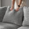 Plush Corduroy 4 Seat Sofa, Modern Comfy Upholstered Sofa Cloud Couch, Deep Seat Couches With Soft Pillows And 3 Ottomans, Convertible Sofa Lounge Chair, For Living Room, Apartment, Office - Gray - Image 23