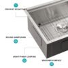 21" X 19" X 13" Laundry Workstation Sink With Deep Single Bowl 16 Gauge - Brushed Nickel - Image 4