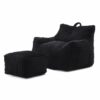 Giant Plush Bean Bag Chair For Adults With Armrests And Footstool - Black - Image 9