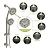 Multi Function Dual Shower Head Shower System With 4.7" Rain Showerhead, 7 Function Hand Shower, Adjustable Slide Bar - Brushed Nickel - Image 6