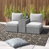 2 Person Wicker Conversation Set With Cushions, Weather Resistant - Gray Mix - Image 2
