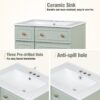 24" Bathroom Vanity Cabinet With Sink - Green - Image 8