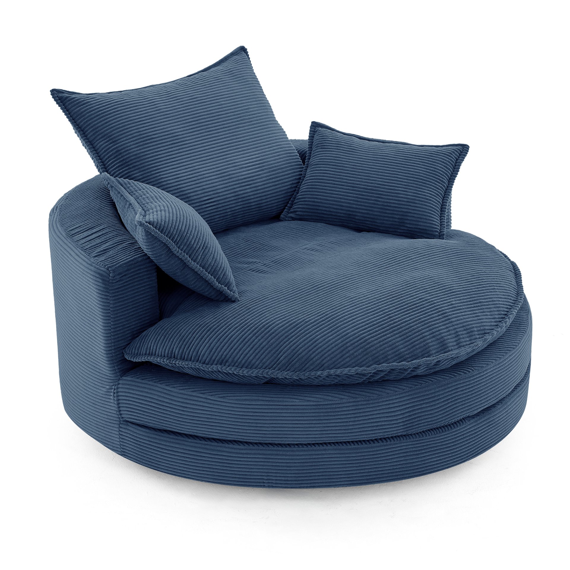 Modern 360° Swivel Sofa Chair With Dual Layer Cushion And Removable Pillows - Blue - Image 12