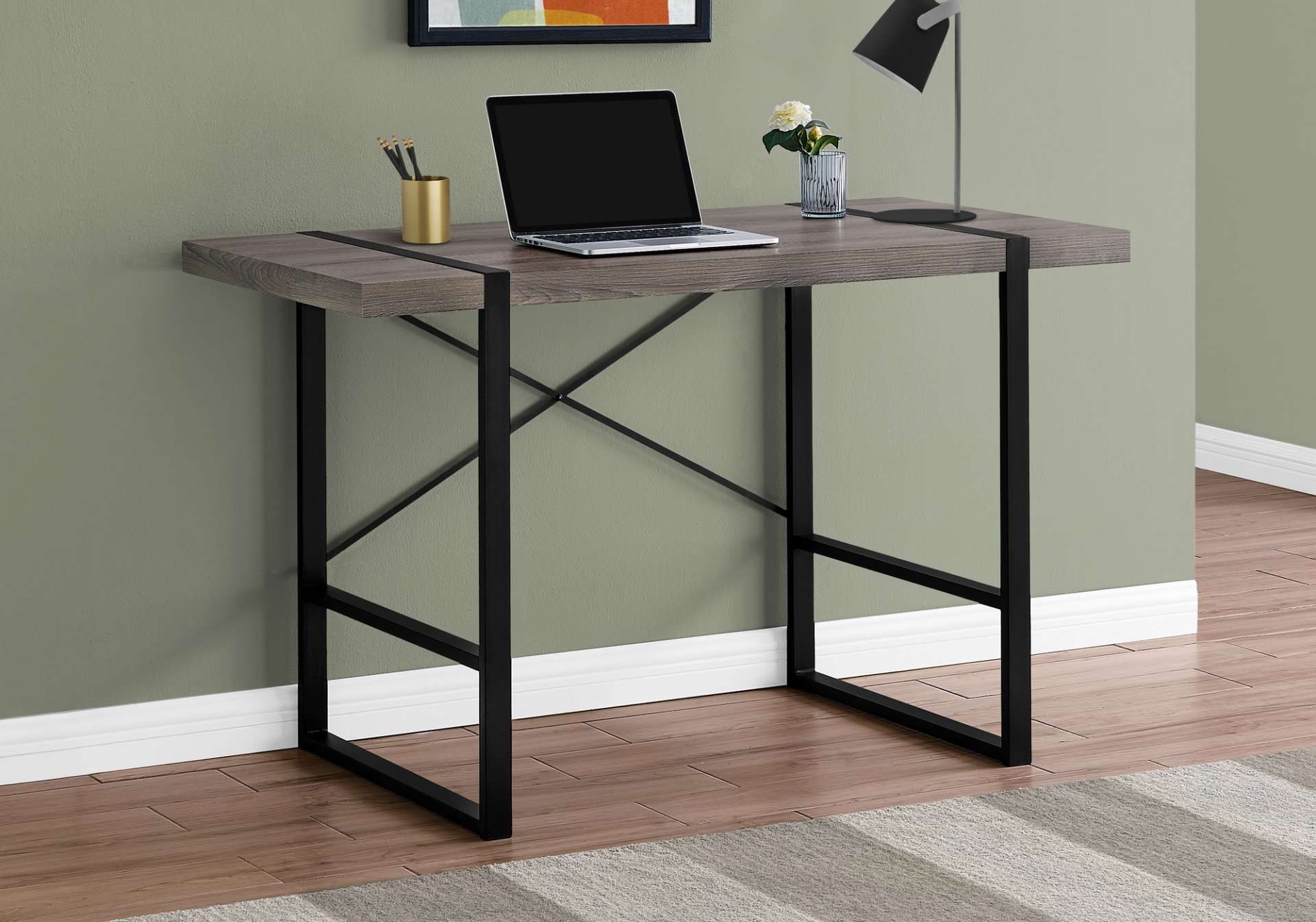 Computer Desk For Home Office, Laptop, Modern - Taupe - Image 4