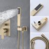 Elegant Shower System High Pressure Rainfall Shower Head With Handheld Spray Stainless Steel - Brushed Gold - Image 8