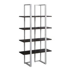 Bookshelf, Bookcase, Etagere, 4 Tier For Office, Contemporary & Modern - Espresso