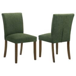 Upholstered Dining Side Chairs With Gently Curved Back (Set of 2) - Green
