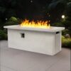 Concrete 60" Rectangular Propane Gas Fire Pit Table With 60000 Btu For Outdoor Spaces - Light Gray - Image 2