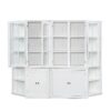Retro Style Wall Suit With Glass Doors, 75.25" Tall Display Cabinets & Triangle Sided Bookshelves - White - Image 10