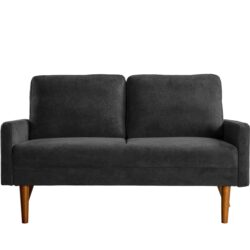 Loveseat Sofa, European Style With Sleek Design, Modern & Vintage Flair, Upholstered 2 Seater Couch - Black