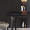 63" Artificial Stone Black Curved Black Metal Leg Dining Table, 6 People - Black - Image 8