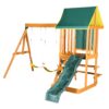 Outdoor Swing Set 3 In 1 With Slide, 2 Swings, And Climber - Green - Image 11