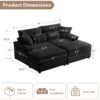 Double Chaise Lounge Set With Reversible Ottoman Soft Corduroy Fabric, Storage Ottomans, USB Port - Black - Image 3