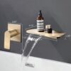 Modern Wall Mount Waterfall Bathtub Faucet With Easy Single Handle Control Stainless Steel - Brushed Gold - Image 3