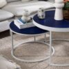 Contemporary Gallery Top Round Nesting Coffee Table Set - Blue - Image 5