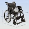 Premium Lightweight Foldable Transport Wheelchair Square Tube Design With Double Brakes Adjustable Handrail & Breathable Seat Ideal For Disabled & Post Surgery Recovery - Black / Gray - Image 3