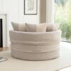 Modern Oversized Round Barrel Accent Chair With Ottoman - Velvet Upholstered Lounge Armchair With 5 Pillows For Living Room Or Bedroom - Gray - Image 5