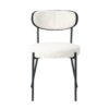 Boucle Modern Kitchen Dining Chair With Bentwood Ash Veneer Back And Black Metal Legs, (Set of 2) - Cream - Image 8