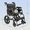 Lightweight Foldable Transport Wheelchair Square Tube Design Double Brakes Adjustable Seat & Armrest Breathable Cushion Anti Backflip 250Lbs Capacity 15" Tires - Black / Gray - Image 3