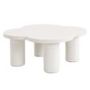 Modern Coffee Table (Set of 2), Irregular Shape Coffee Table With Four Roman Column Legs And End Table With Glass Top For Living Room - White - Image 7