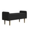 Teddy Velvet Storage Stool With Storage Space For Apartments Living Rooms Bedrooms Rubber Wood Sponge Linen - Black - Image 7