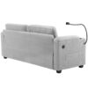 Corduroy Sleeper Sofa Loveseat Sofa With Full Size Mattress, 2 USB Ports, 2 Cup Holders, 2 Side Pockets And A Phone Holder For Living Room - Gray - Image 16
