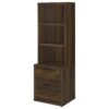 Multifunctional Bookcase With 3 Open Shelves And Locking Drawers, USB Charging - Brown / Pine Wood - Image 13