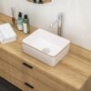 Stain Resistant Porcelain Rectangular Vessel Sink European Modern Bathroom Vanity Basin Glossy Above Counter Ceramic Design - White - Image 2