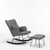 Rocking Chair, Glider Chair, Rocking Accent Chair With Lumbar Pillow And Ottoman For Living Room - Gray - Image 6
