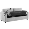 Corduroy Sleeper Sofa Loveseat Sofa With Full Size Mattress, 2 USB Ports, 2 Cup Holders, 2 Side Pockets And A Phone Holder For Living Room - Gray - Image 12