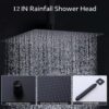 All Metal Tub Shower Faucet Set With 12" Rain Shower Head And Handheld Spray Combo, Wall Mounted - Matte Black - Image 6
