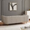 Lamattina - Genuine Italian Leather Channel Tufted Sofa - Beige / Light Gray - Image 13