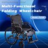 Premium Nursing Folding Wheelchair Frame Double Brakes Adjustable Seat Belt & Breathable Cushion Safe Comfortable Ride With Anti Backflip & Stability Features - Black / Gray - Image 4