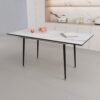Modern Extendable Dining Table And Chair Set With Top And Metal Base, Table And Chairs For 2 - 6 People - Beige / White - Image 8